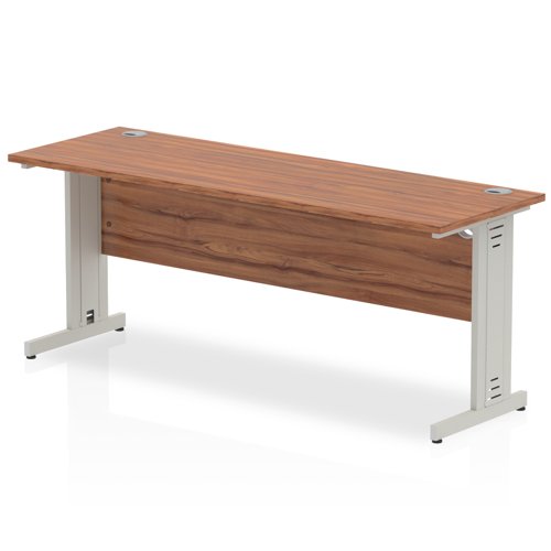Impulse 1800 x 600mm Straight Desk Walnut Top Silver Cable Managed Leg MI002003 DD