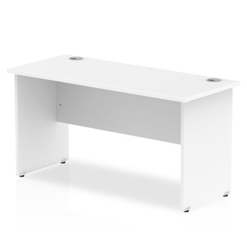 Impulse 1400 x 600mm Straight Desk White Top Panel End Leg MI002247 DD
