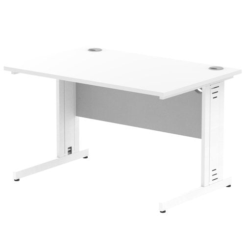 Impulse 1200 x 800mm Straight Desk White Top White Cable Managed Leg MI002271 DD