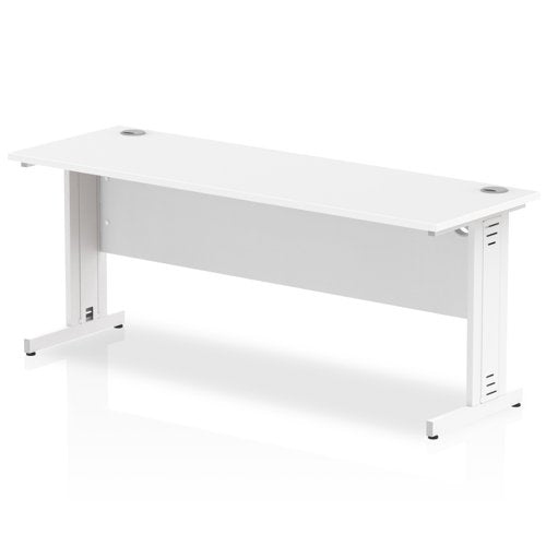 Impulse 1800 x 600mm Straight Desk White Top White Cable Managed Leg MI002284 DD