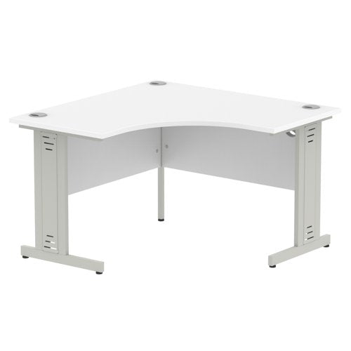 Dynamic Impulse 1200mm Corner Desk White Top Silver Cable Managed Leg MI002390 DD