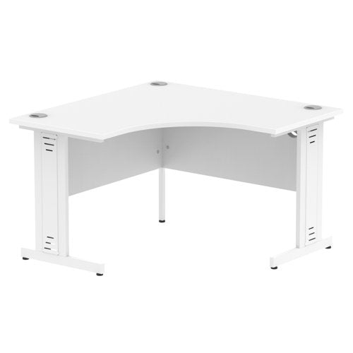 Dynamic Impulse 1200mm Corner Desk White Top White Cable Managed Leg MI002391 DD