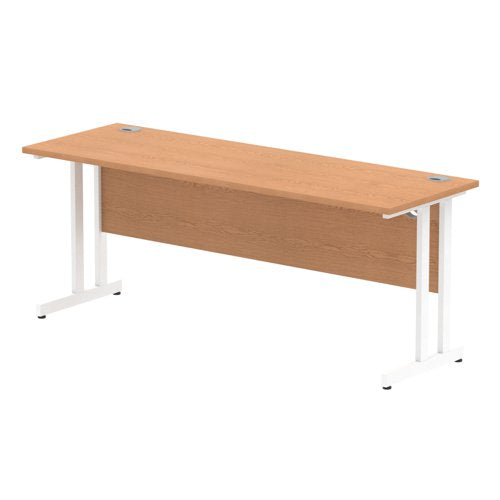 Impulse 1800 x 600mm Straight Desk Oak Top White Cantilever Leg MI002656 DD