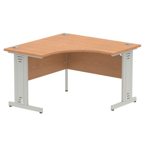 Dynamic Impulse 1200mm Corner Desk Oak Top Silver Cable Managed Leg MI002842 DD