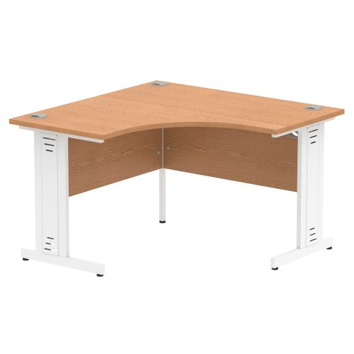 Dynamic Impulse 1200mm Corner Desk Oak Top White Cable Managed Leg MI002843 DD