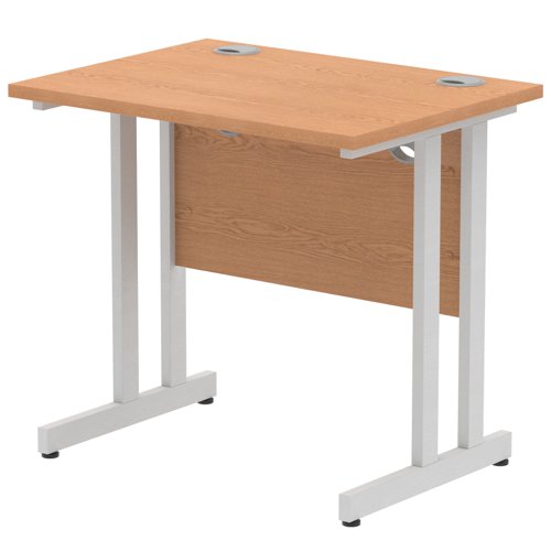 Impulse 800 x 600mm Straight Desk Oak Top Silver Cantilever Leg MI002904 DD