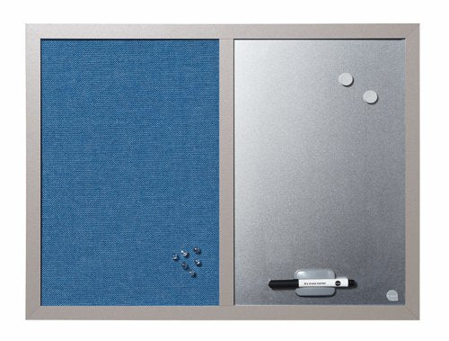 Bi-Office Combination Board Blue Bells Fabric/Magnetic Whiteboard Aluminium Frame 600x450mm - MX04429608 DD
