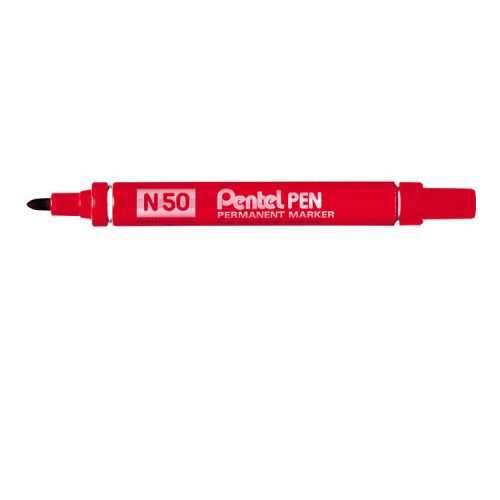 Pentel N50 Permanent Marker Bullet Tip 2.2mm Line Red (Pack 12) - N50-B