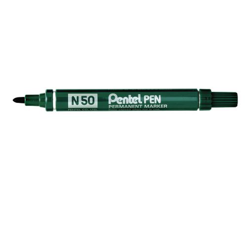 Pentel N50 Permanent Marker Bullet Tip 2.2mm Line Green (Pack 12) - N50-D