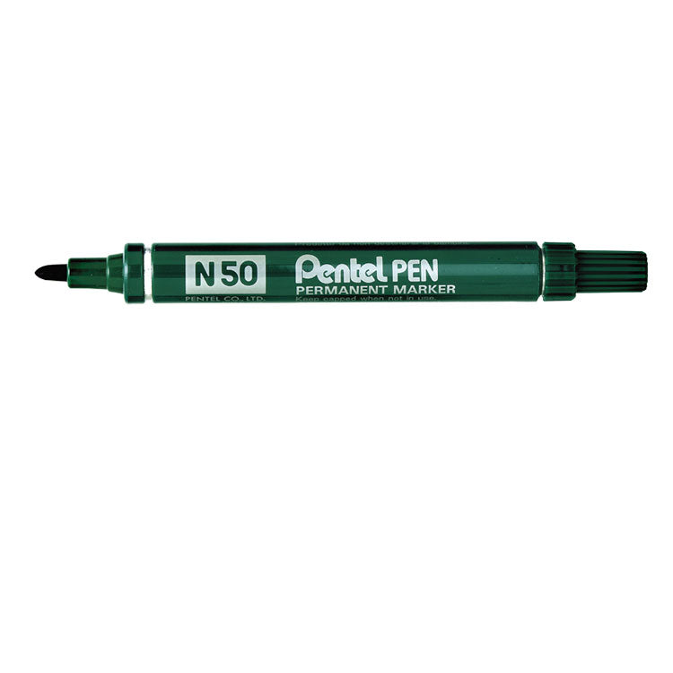 Pentel N50 Permanent Marker Bullet Tip 2.2mm Line Green (Pack 12) - N50-D