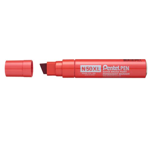 Pentel N50XL Permanent Marker Jumbo Chisel Tip 17mm Line Red (Pack 6) - N50XL-B