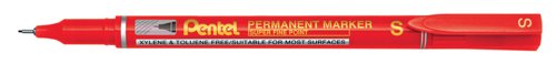 Super Fine Point Permanent Markers Bullet Tip 0.64mm Red (Pack 12) - NFS410-B