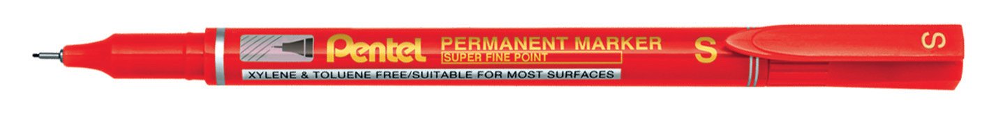 Super Fine Point Permanent Markers Bullet Tip 0.64mm Red (Pack 12) - NFS410-B