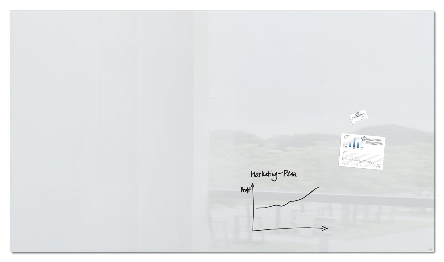 Wall Mounted Magnetic Glass Board 2400x1200x18mm - Super White