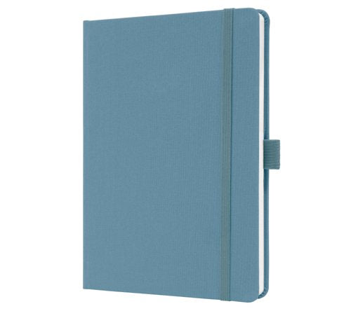 Sigel Jolie Notebook A5 Hardcover A5 152x203x19mm Fabric Cover 192 100gsm Ruled Pages With Pen Loop & Elastic Fastener Powder Blue - JN401