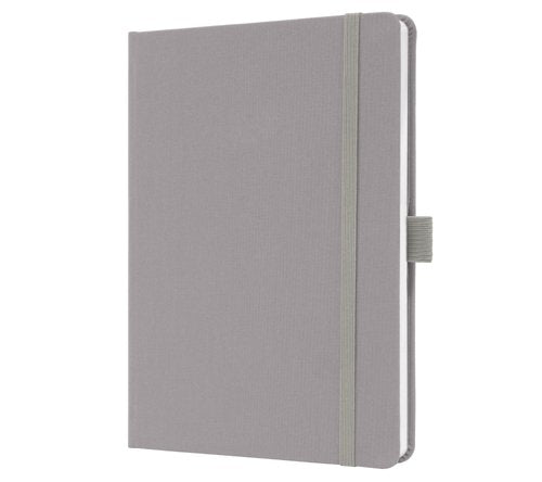Sigel Jolie Notebook A5 Hardcover A5 152x203x19mm Fabric Cover 192 100gsm Ruled Pages With Pen Loop & Elastic Fastener Pearl Grey - JN403