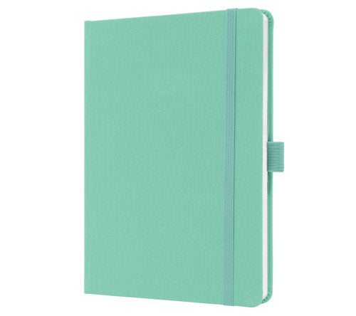 Sigel Jolie Notebook A5 Hardcover A5 152x203x19mm Fabric Cover 192 100gsm Ruled Pages With Pen Loop & Elastic Fastener Mighty Mint - JN409