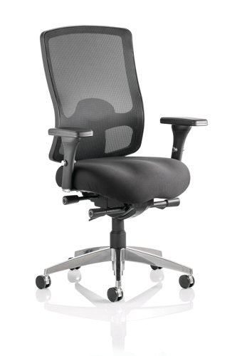 Regent Chair Black Fabric Black Mesh Back With Arms OP000113 DD