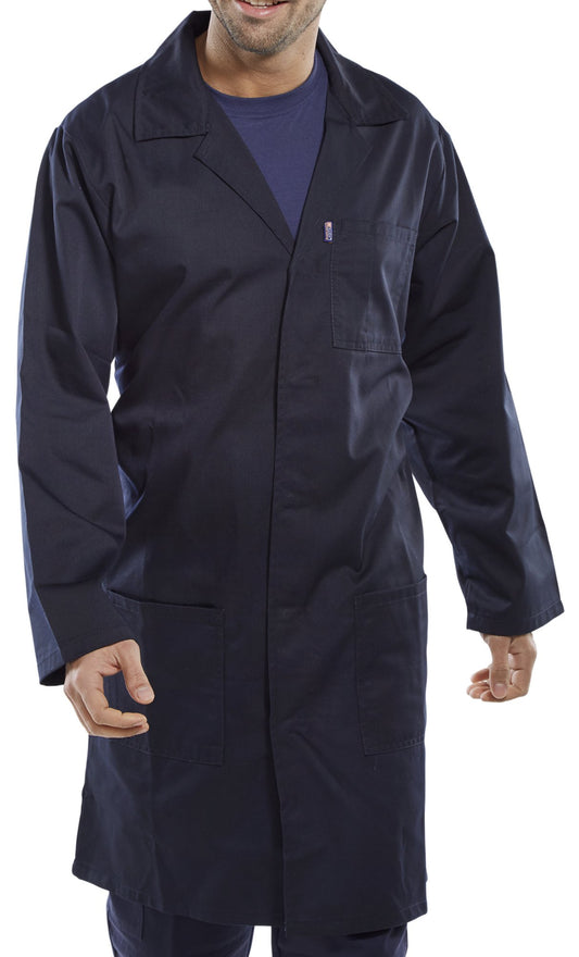 Beeswift Poly Cotton Warehouse Coat Navy Blue 38