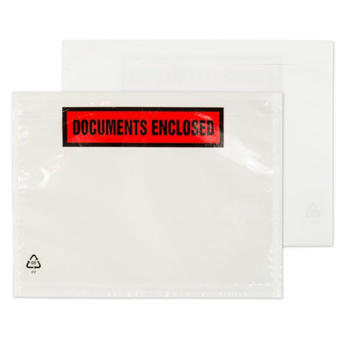 Blake Packaging Envelopes DL Document Enclosed Wallet Printed Clear Peel and Seal 30mu 235x132mm (Pack 1000) - PDE32