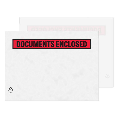 Blake Packaging Envelopes C5 Document Enclosed Wallet Printed Clear Peel and Seal 30mu 235x175mm (Pack 1000) - PDE42