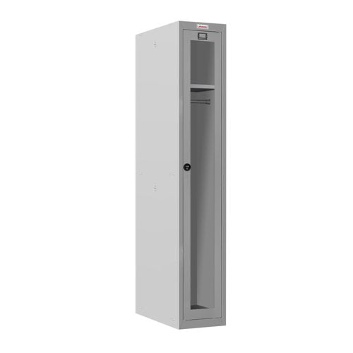 Phoenix PLC Series 1 Column 1 Door Personal Locker With Clear View Door and Combination Lock Grey - PLC1130GGC DD