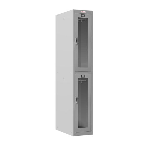 Phoenix PLC Series 1 Column 2 Door Personal Locker With Clear View Door and Electronic Locks Grey - PLC1230GGE DD