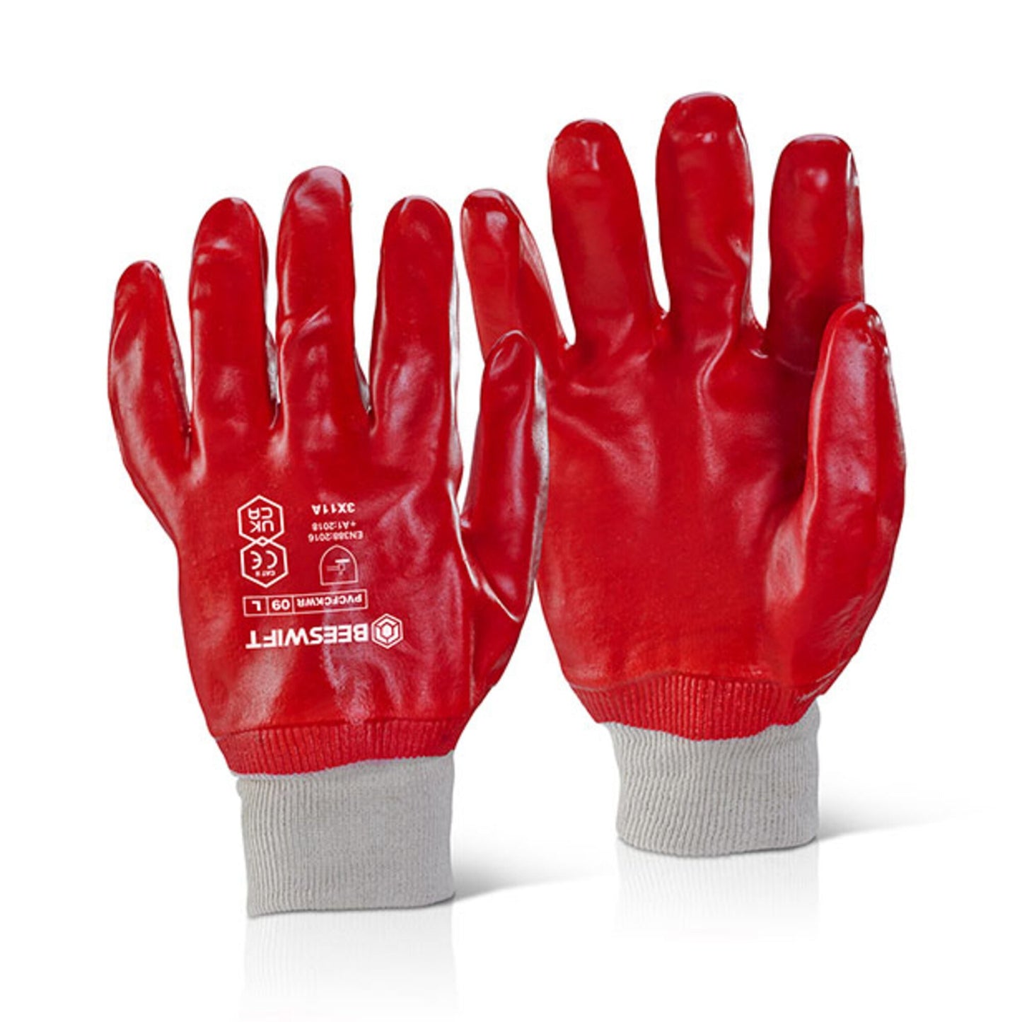 Beeswift PVC Fully Coated K / Wrist Red Size 08 (Box of 10)