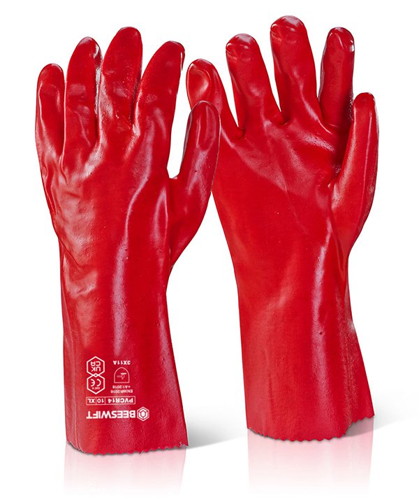 PVC Gauntlet Red 14â€
