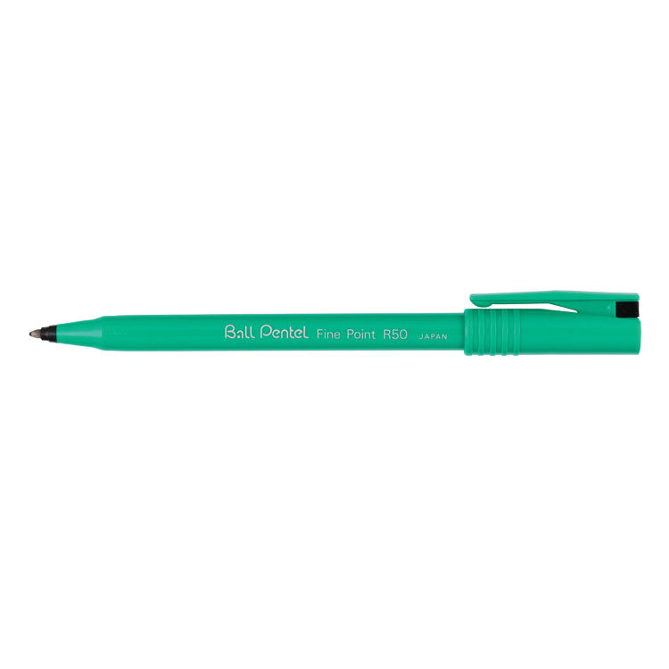 Pentel R50 Rollerball Pen 0.8mm Tip 0.4mm Line Black (Pack 12) - R50-A