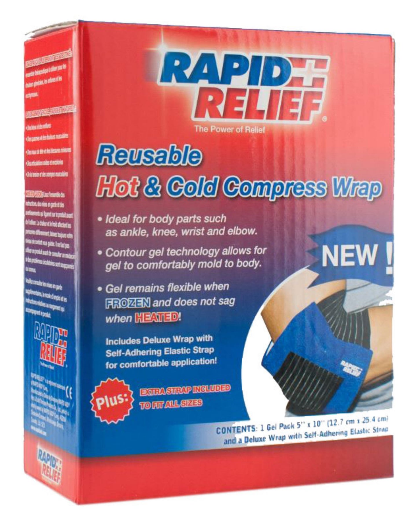 Rapid Aid Universal Reusable Hot / Cold Compress Wrap 5”X 10”