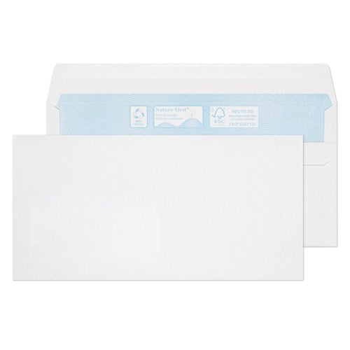 Blake Environmental Envelopes DL White Wallet Plain Self Seal 90gsm 110x220mm (Pack 1000) - RN17882