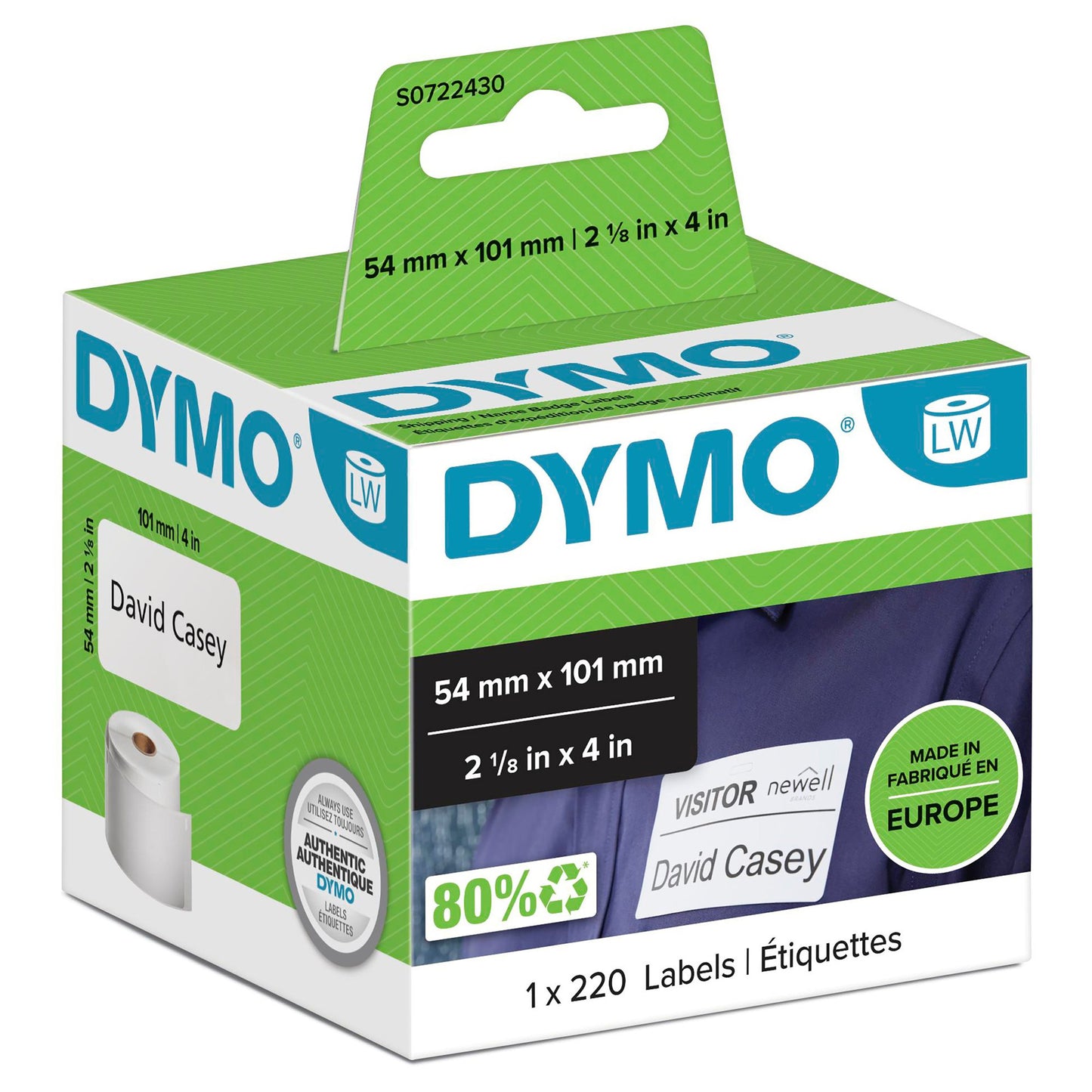 Original DYMO 99014 (S0722430) Label Tape White 101mm x54mm