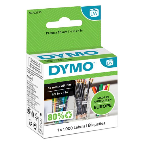 Dymo LabelWriter Multipurpose Label 13x25mm 1000 Labels Per Roll White - S0722530