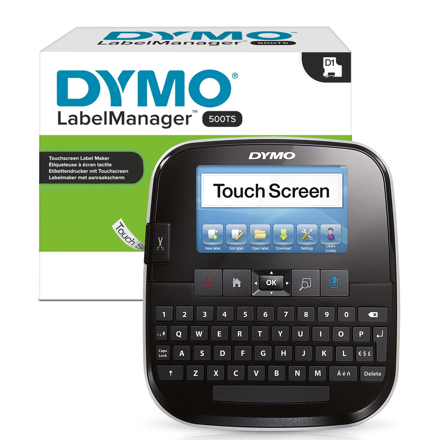 Dymo LabelManager 500 Touch Screen Desktop Label Printer QWERTY Keyboard Black/Silver - S0946420
