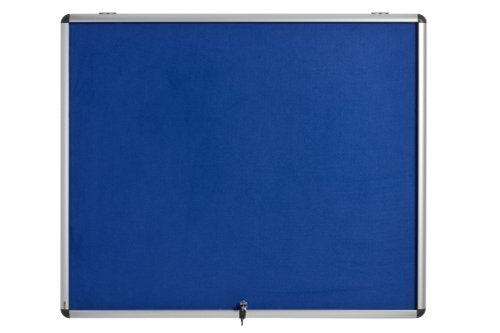 Bi-Office Fire Retardant Blue Felt Lockable Noticeboard Display Case 18 x A4 1360x953mm - ST390101150 DD