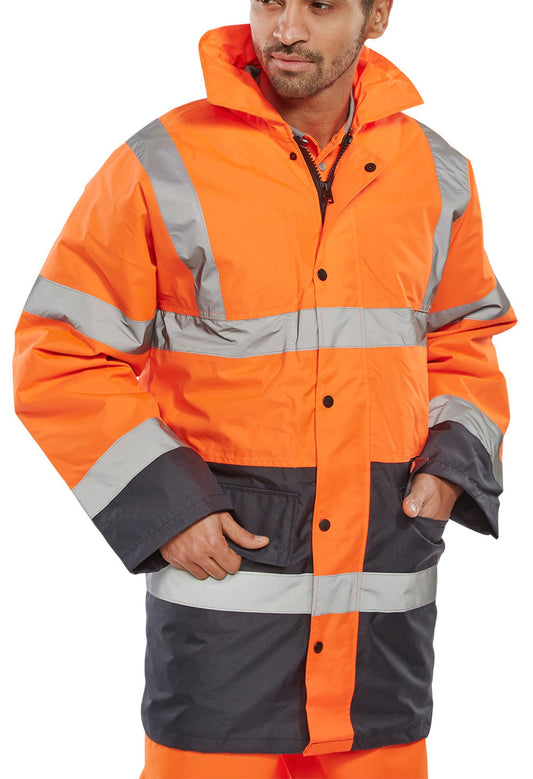 Beeswift Two Tone Traffic Jacket Orange / Navy M
