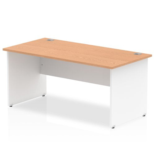 Impulse Straight Office Desk W1600 x D800 x H730mm Panel End Leg Oak Finish White Frame - TT000017 DD
