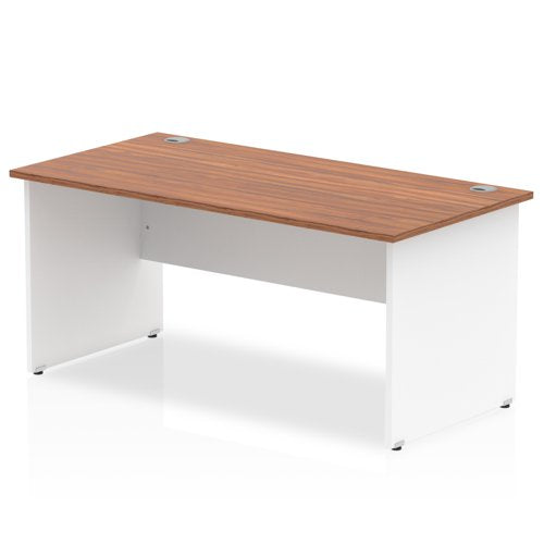 Impulse Straight Office Desk W1800 x D800 x H730mm Panel End Leg Walnut Finish White Frame - TT000019 DD