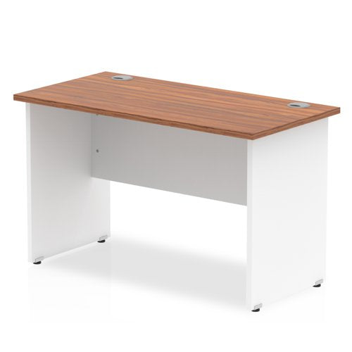 Impulse Straight Office Desk W1000 x D600 x H730mm Panel End Leg Walnut Finish White Frame - TT000079 DD