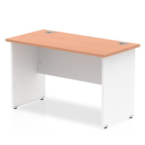 Impulse Straight Office Desk W1000 x D600 x H730mm Panel End Leg Beech Finish White Frame - TT000081 DD