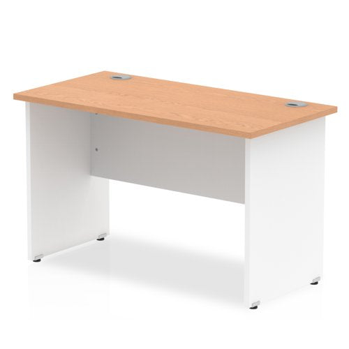 Impulse Straight Office Desk W1000 x D600 x H730mm Panel End Leg Oak Finish White Frame - TT000083 DD