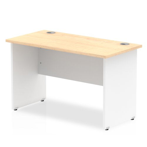 Impulse Straight Office Desk W1000 x D600 x H730mm Panel End Leg Maple Finish White Frame  - TT000122 DD
