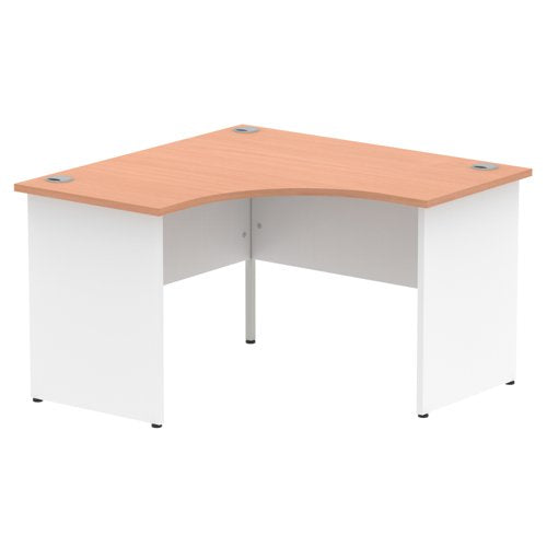 Impulse Corner Office Desk W1200 x D1200 x H730mm Panel End Leg Beech Finish White Frame - TT000127 DD