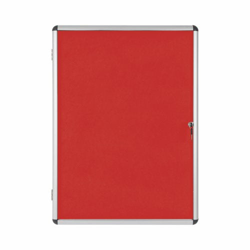 Bi-Office Enclore Red Felt Lockable Noticeboard Display Case 9 x A4 720x981mm - VT630105150 DD