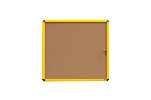 Bi-Office Ultrabrite Cork Noticeboard Display Case Lockable Yellow Aluminium Frame 12 x A4 - VT6601611511 DD