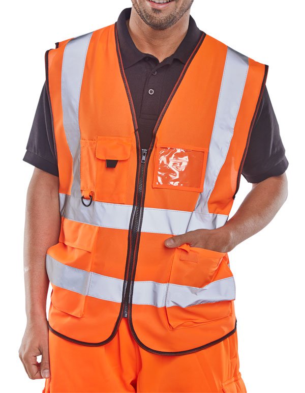 Beeswift Executive Hi Viz Waistcoat Orange 2XL