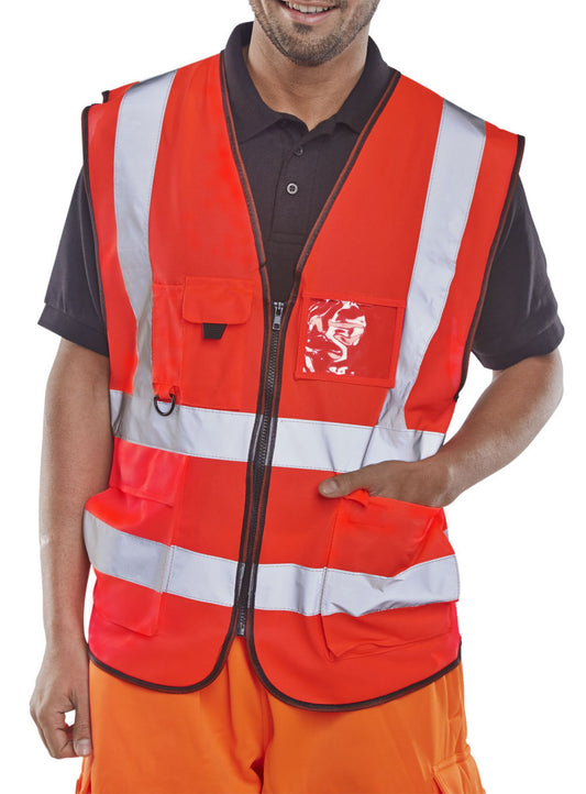 Beeswift Executive Hi Viz Waistcoat Red 4XL