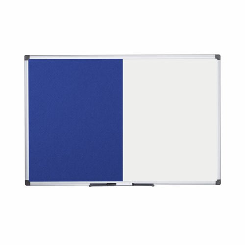 Bi-Office Maya Combination Board Blue Felt/Magnetic Whiteboard Aluminium Frame 1200x900mm - XA0522170 DD