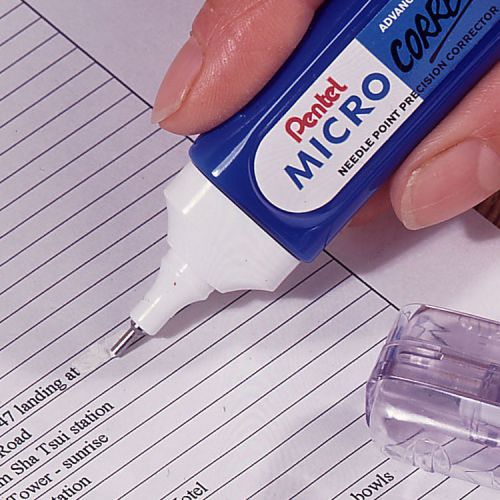Pentel Micro Correct Precision Tip Correction Fluid Pen White (Pack 12) - ZL31-W